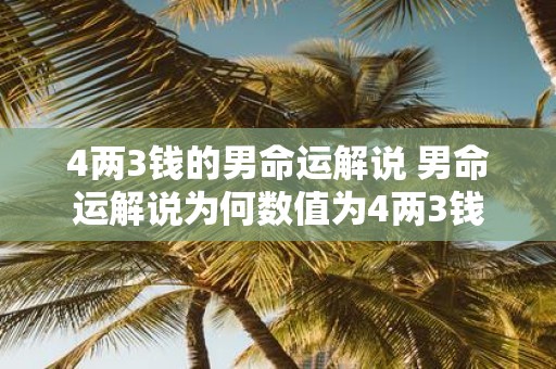 4两3钱的男命运解说 男命运解说为何数值为4两3钱