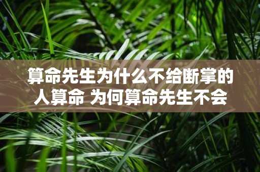 算命先生为什么不给断掌的人算命 为何算命先生不会为断掌的人算命