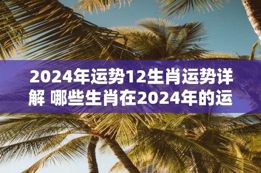 2024年运势12生肖运势详解 哪些生肖在2024年的运势比较好12生肖运势详解