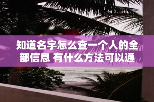 知道名字怎么查一个人的全部信息 有什么方法可以通过人的名字查找到他她的全部个人信息