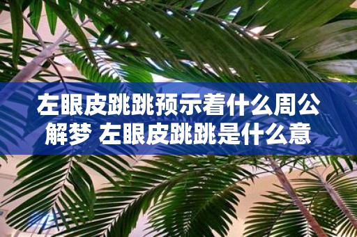 左眼皮跳跳预示着什么周公解梦 左眼皮跳跳是什么意思周公解梦告诉你