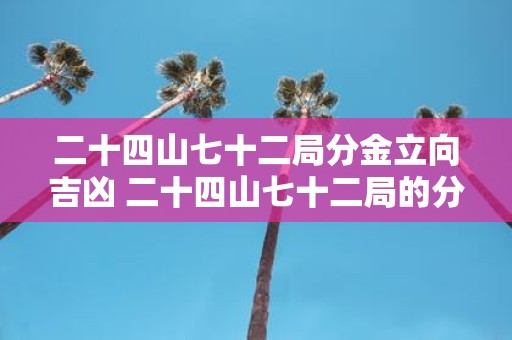 二十四山七十二局分金立向吉凶 二十四山七十二局的分布是否会影响金立向的吉凶