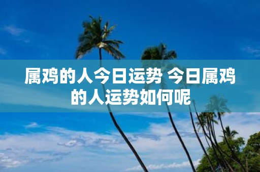 属鸡的人今日运势 今日属鸡的人运势如何呢