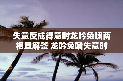 失意反成得意时龙吟兔啸两相宜解签 龙吟兔啸失意时何时才能反成得意解签提示