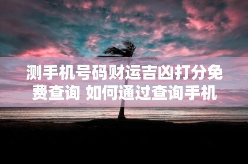 测手机号码财运吉凶打分免费查询 如何通过查询手机号码财运吉凶并进行打分免费查询方法有哪些