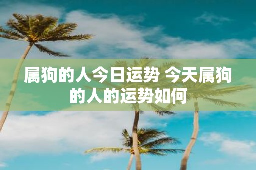 属狗的人今日运势 今天属狗的人的运势如何