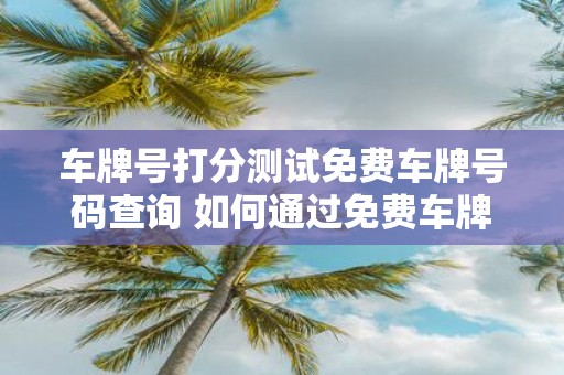 车牌号打分测试免费车牌号码查询 如何通过免费车牌号码查询获取车牌号打分测试结果