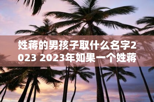 姓蒋的男孩子取什么名字2023 2023年如果一个姓蒋的男孩要取名字应该取什么名字