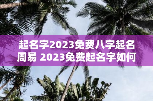 起名字2023免费八字起名周易 2023免费起名字如何利用周易八字进行取名