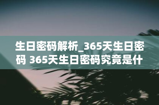 生日密码解析_365天生日密码 365天生日密码究竟是什么如何解析生日密码