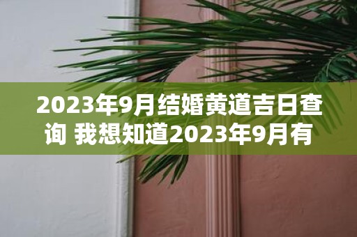 2023年9月结婚黄道吉日查询 我想知道2023年9月有哪些黄道吉日适合结婚