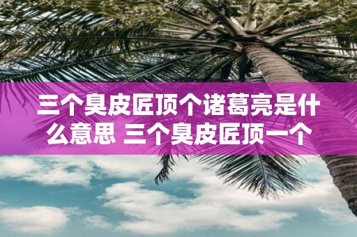 三个臭皮匠顶个诸葛亮是什么意思 三个臭皮匠顶一个诸葛亮在哪些领域适用