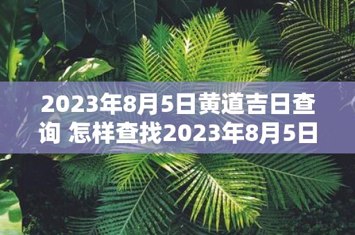 2023年8月5日黄道吉日查询 怎样查找2023年8月5日的黄道吉日