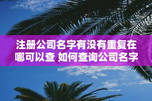 注册公司名字有没有重复在哪可以查 如何查询公司名字是否重复并确定注册名称是否可用