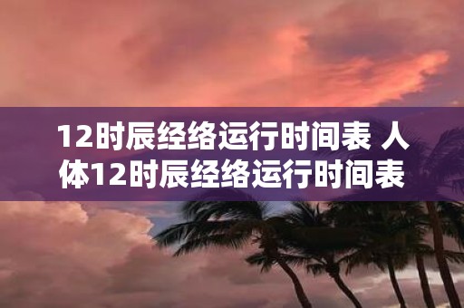 12时辰经络运行时间表 人体12时辰经络运行时间表你知道吗