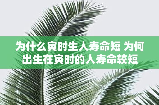 为什么寅时生人寿命短 为何出生在寅时的人寿命较短