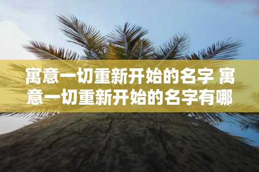 寓意一切重新开始的名字 寓意一切重新开始的名字有哪些