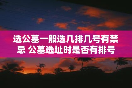 选公墓一般选几排几号有禁忌 公墓选址时是否有排号和区域上的禁忌