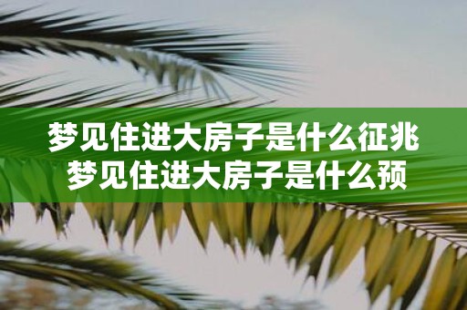 梦见住进大房子是什么征兆 梦见住进大房子是什么预示