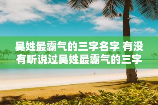 吴姓最霸气的三字名字 有没有听说过吴姓最霸气的三字名字