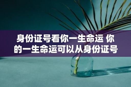 身份证号看你一生命运 你的一生命运可以从身份证号中看出些什么