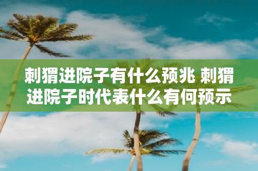 刺猬进院子有什么预兆 刺猬进院子时代表什么有何预示