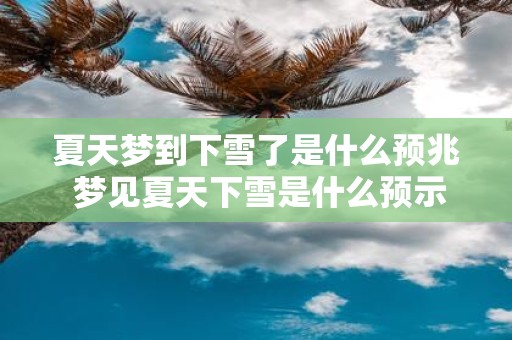 夏天梦到下雪了是什么预兆 梦见夏天下雪是什么预示意义