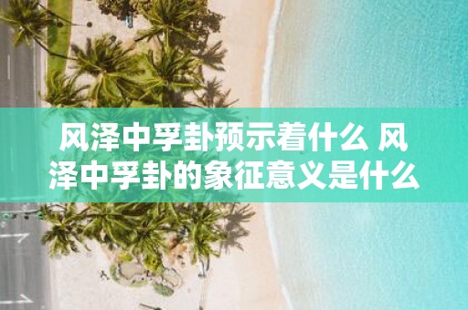 风泽中孚卦预示着什么 风泽中孚卦的象征意义是什么它是否能够预示未来的发展趋势