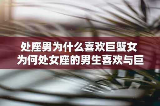 处座男为什么喜欢巨蟹女 为何处女座的男生喜欢与巨蟹女在一起