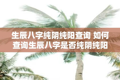 生辰八字纯阴纯阳查询 如何查询生辰八字是否纯阴纯阳