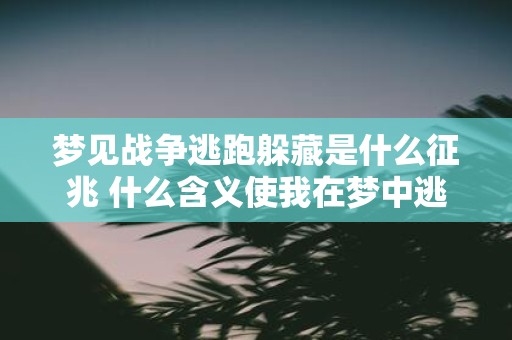 梦见战争逃跑躲藏是什么征兆 什么含义使我在梦中逃离战争并躲藏起来