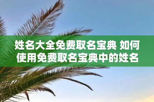 姓名大全免费取名宝典 如何使用免费取名宝典中的姓名大全来取一个好的名字
