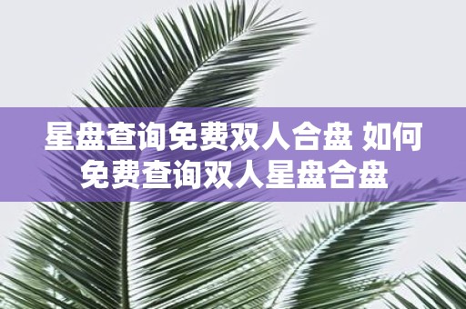 星盘查询免费双人合盘 如何免费查询双人星盘合盘