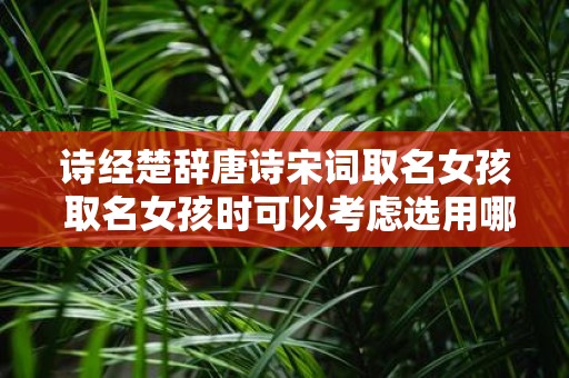 诗经楚辞唐诗宋词取名女孩 取名女孩时可以考虑选用哪些诗经楚辞唐诗宋词作为灵感来源