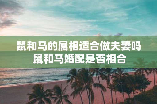 鼠和马的属相适合做夫妻吗 鼠和马婚配是否相合