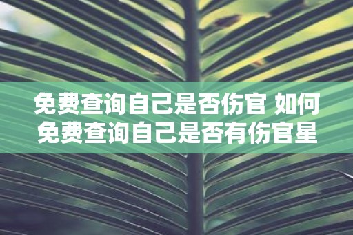 免费查询自己是否伤官 如何免费查询自己是否有伤官星座