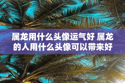 属龙用什么头像运气好 属龙的人用什么头像可以带来好运
