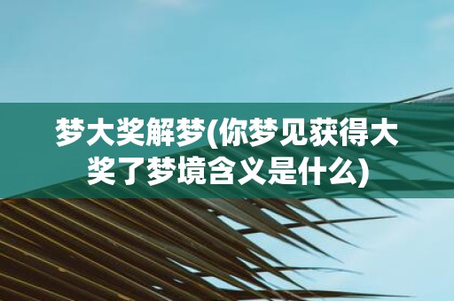 梦大奖解梦(你梦见获得大奖了梦境含义是什么)