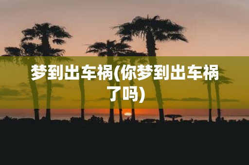 梦到出车祸(你梦到出车祸了吗)