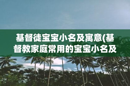 基督徒宝宝小名及寓意(基督教家庭常用的宝宝小名及其背后的含义是什么)