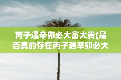 丙子遇辛卯必大富大贵(是否真的存在丙子遇辛卯必大富大贵这样的命理规律)