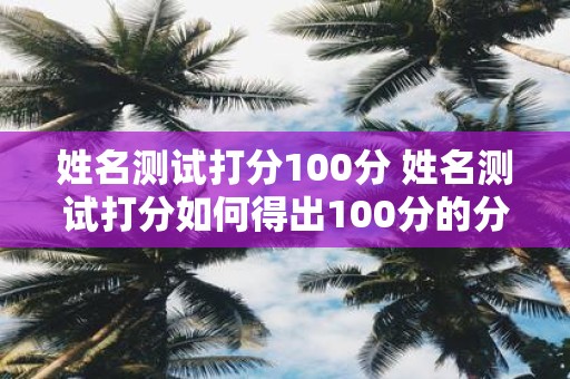 姓名测试打分100分 姓名测试打分如何得出100分的分数