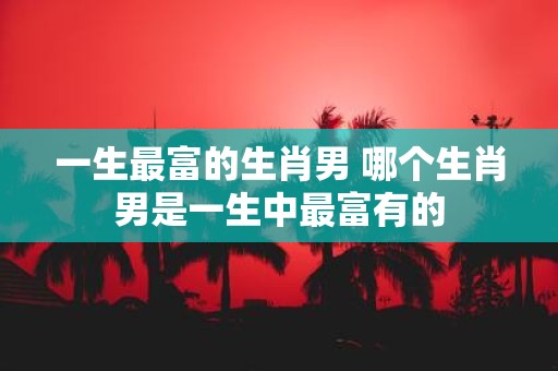 一生最富的生肖男 哪个生肖男是一生中最富有的