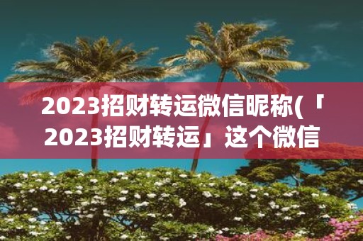 2025招财转运微信昵称(「2025招财转运」这个微信昵称有什么灵验的效果？)