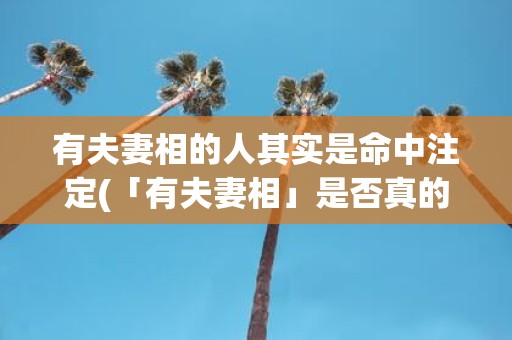 有夫妻相的人其实是命中注定(「有夫妻相」是否真的是命中注定而非他因？)
