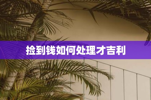 捡到钱如何处理才吉利