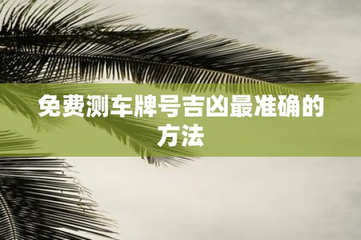 免费测车牌号吉凶最准确的方法