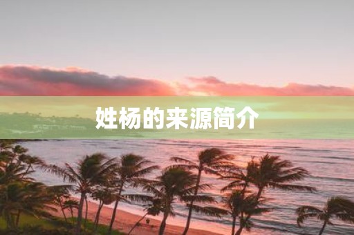 姓杨的来源简介