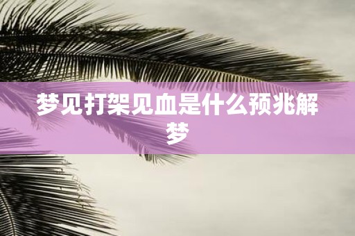 梦见打架见血是什么预兆解梦