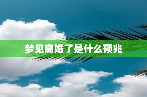梦见离婚了是什么预兆